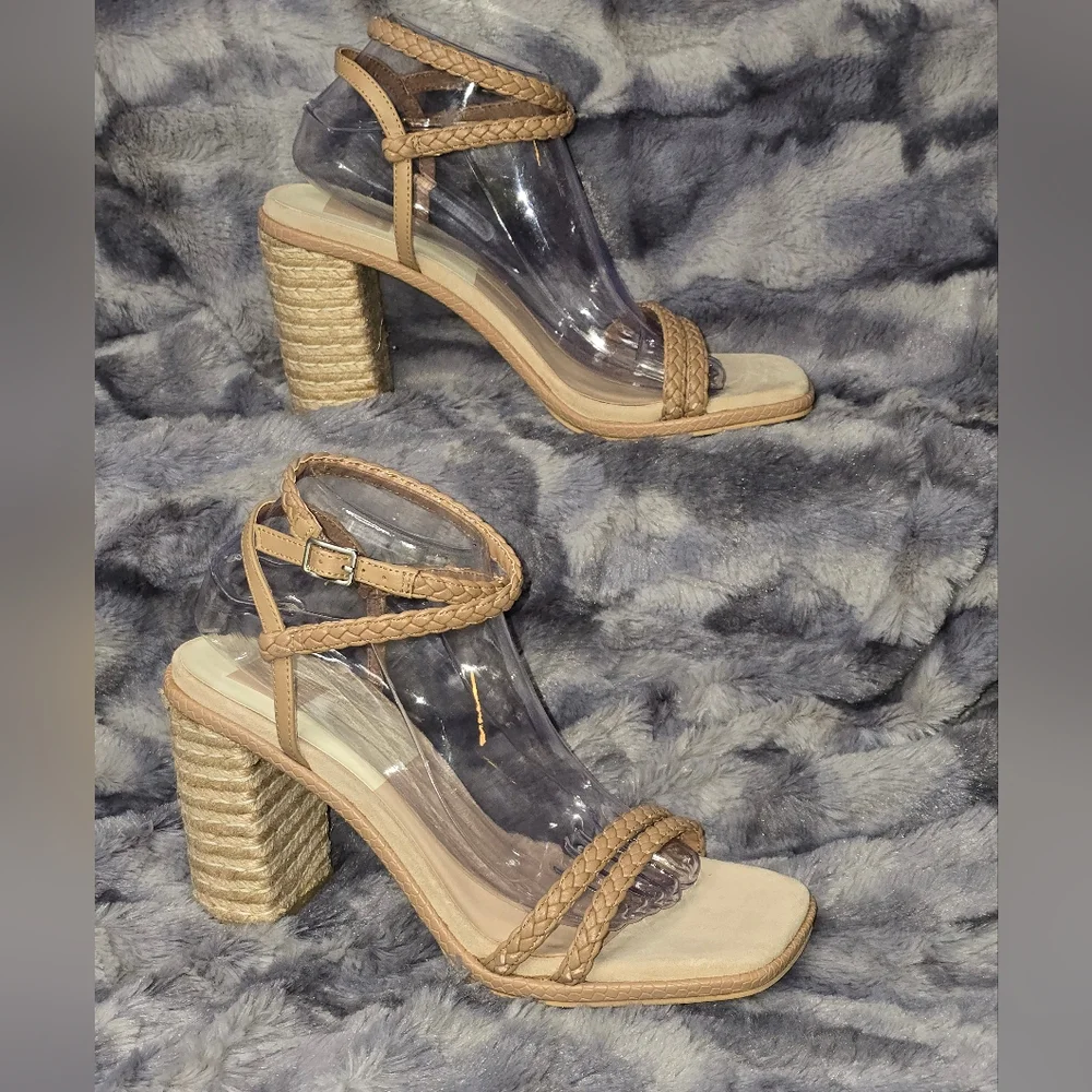 NWB Dolce Vita Oro Cafe Braided Raffia High Heel‎ Ankle Strap Sandals Size 10